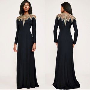COPY - Tadashi Shoji black and gold evening gown